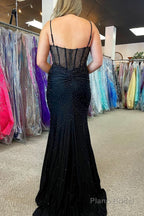 Beaded Spaghetti Straps Plus Size Prom Dress