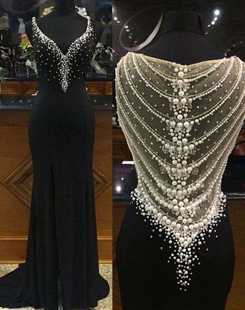 Beaded Sparkly Gorgeous Black Charming Formal Prom Gown Dresses Secondary image