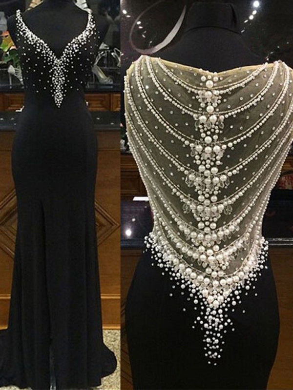 Beaded Sparkly Gorgeous Black Charming Formal Prom Gown Dresses