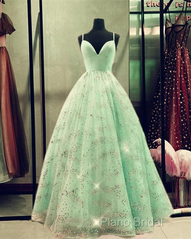 Beaded Tulle Formal Prom Dresses Ball Gown Plunge Neck Secondary image