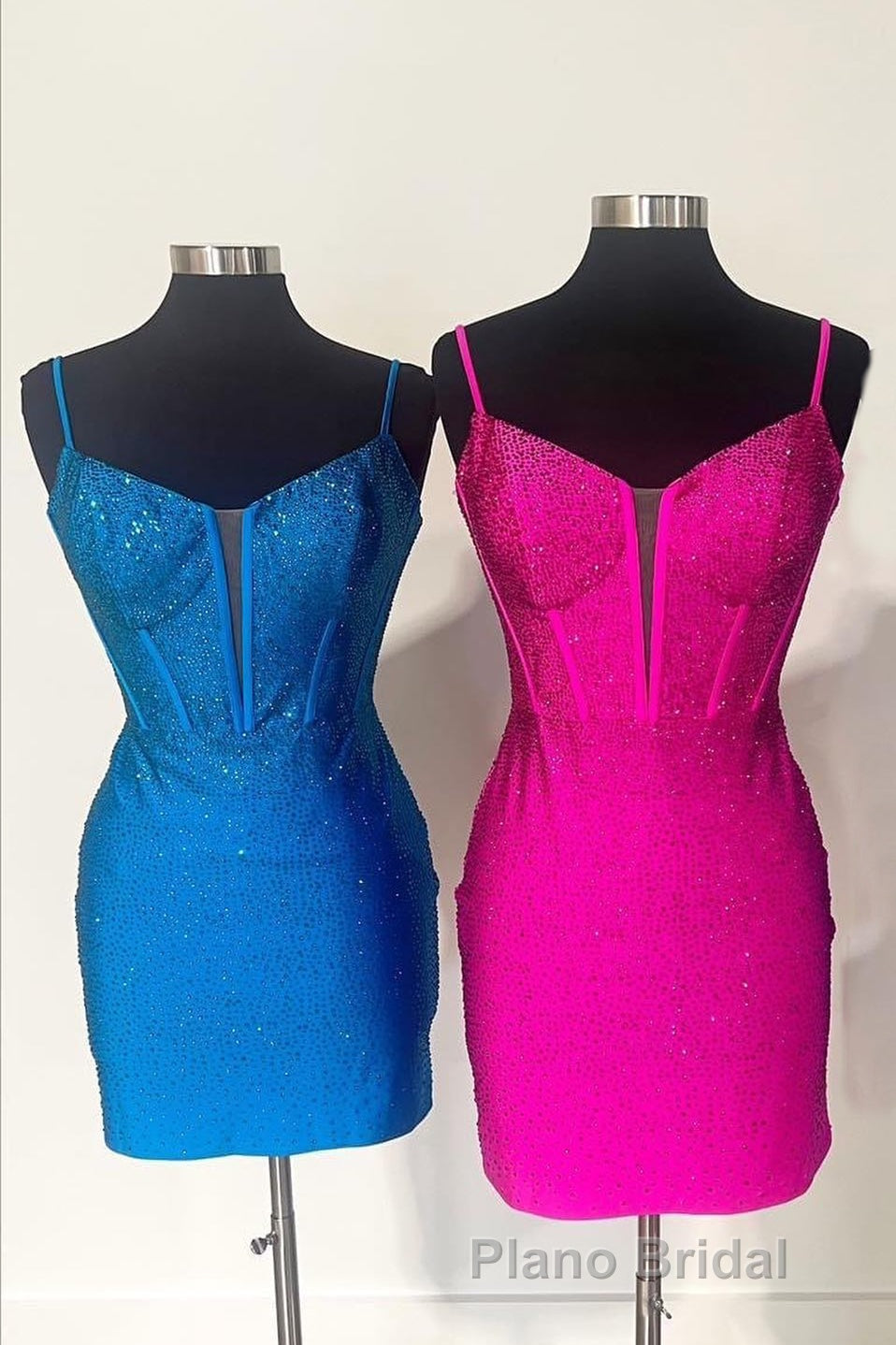 Royal Blue Beaded Sheath Deep V Neck Homecoming Dresses Secondary image