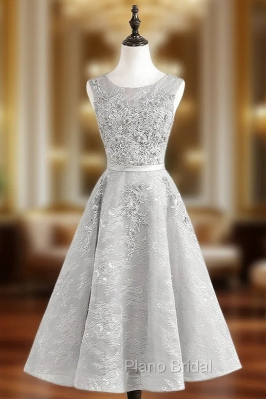 Beading Evening Party Gray O-neck Sleeveless Appliques