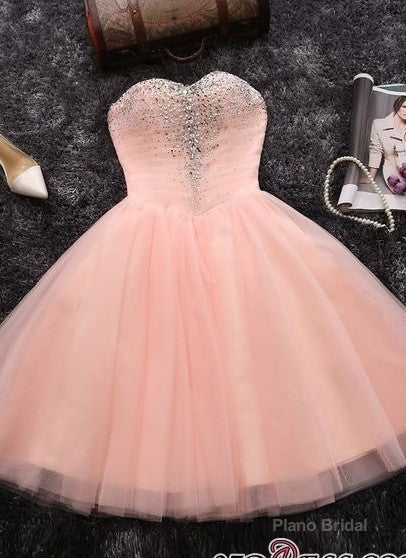 Beads Sequins Short Homecoming Dresses Sweetheart Coral Pink Hoco Dress Secondary image