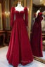 Beautiful A Line Red Velvet Formal Prom Dresses Sweatheart Party Dresses Brithday Ball Gown