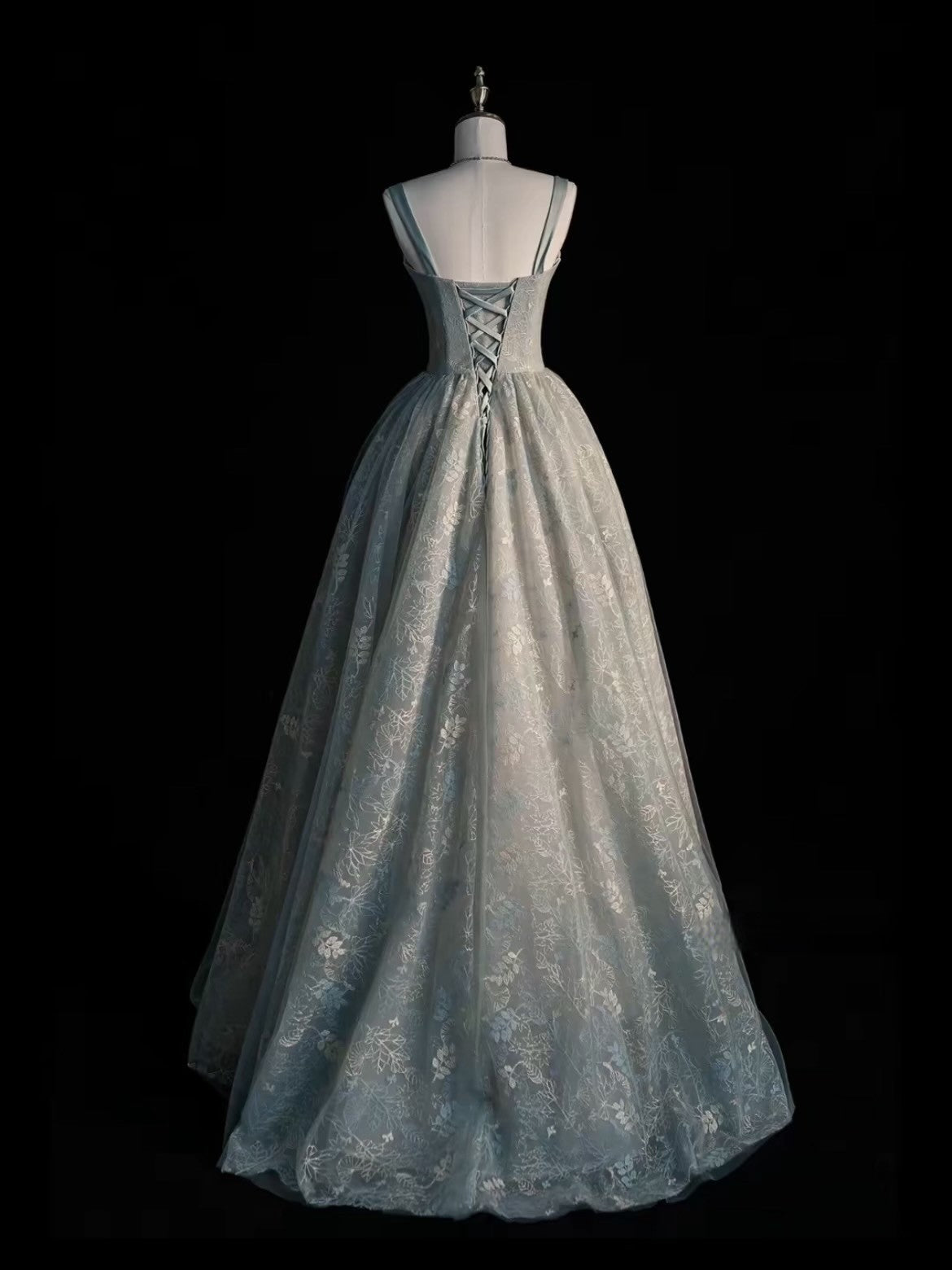 Beautiful A Line Sage Green Long Tulle Formal Prom Dresses