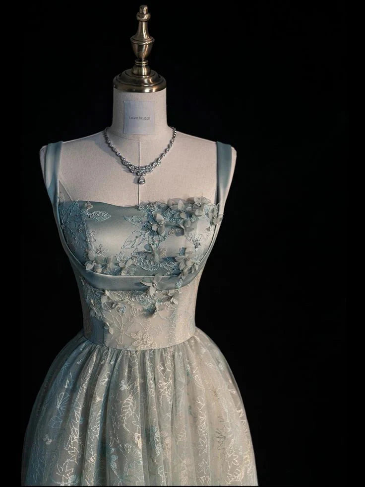 Beautiful A Line Sage Green Long Tulle Formal Prom Dresses