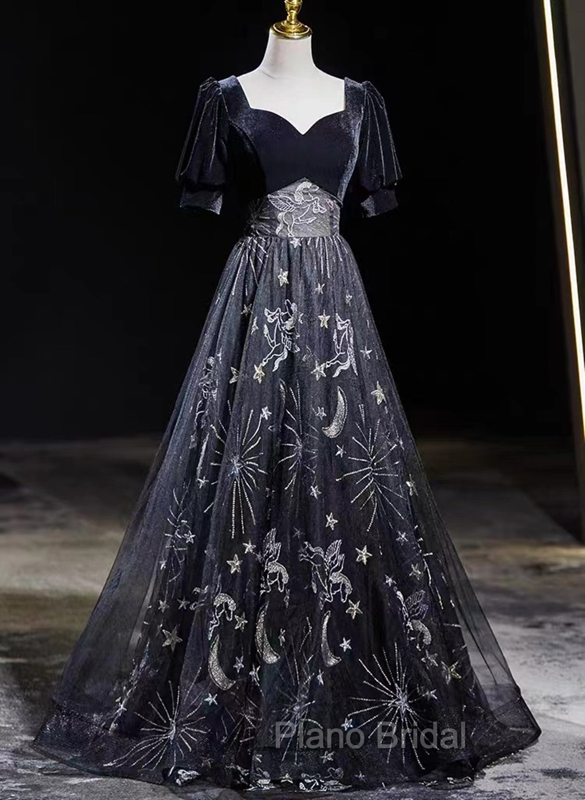 Beautiful A-line Simple Black Floor Length Party Dresses, Black Long Formal Prom Dresses