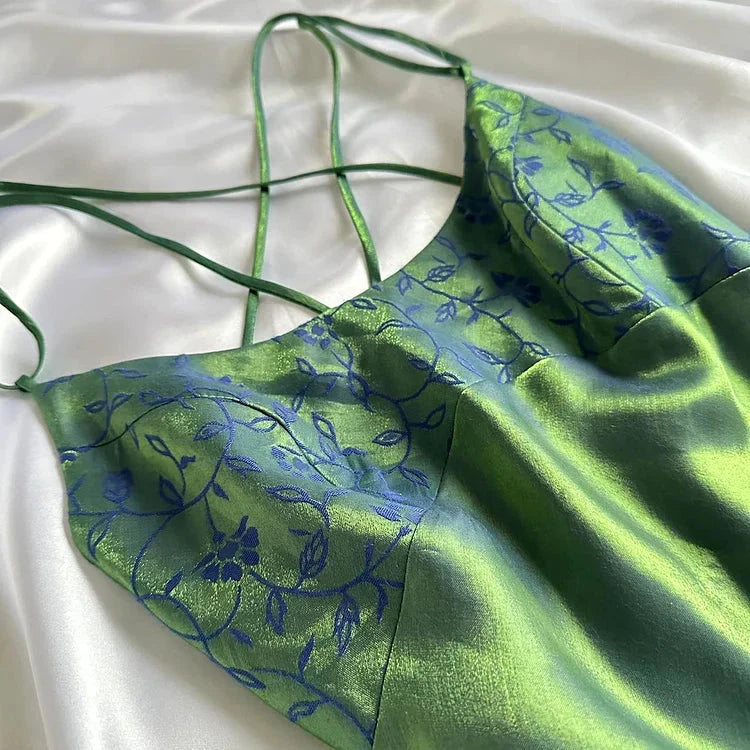 Beautiful A Line Spaghetti Straps Green Long Formal Prom Dresses Formal Evening Gowns