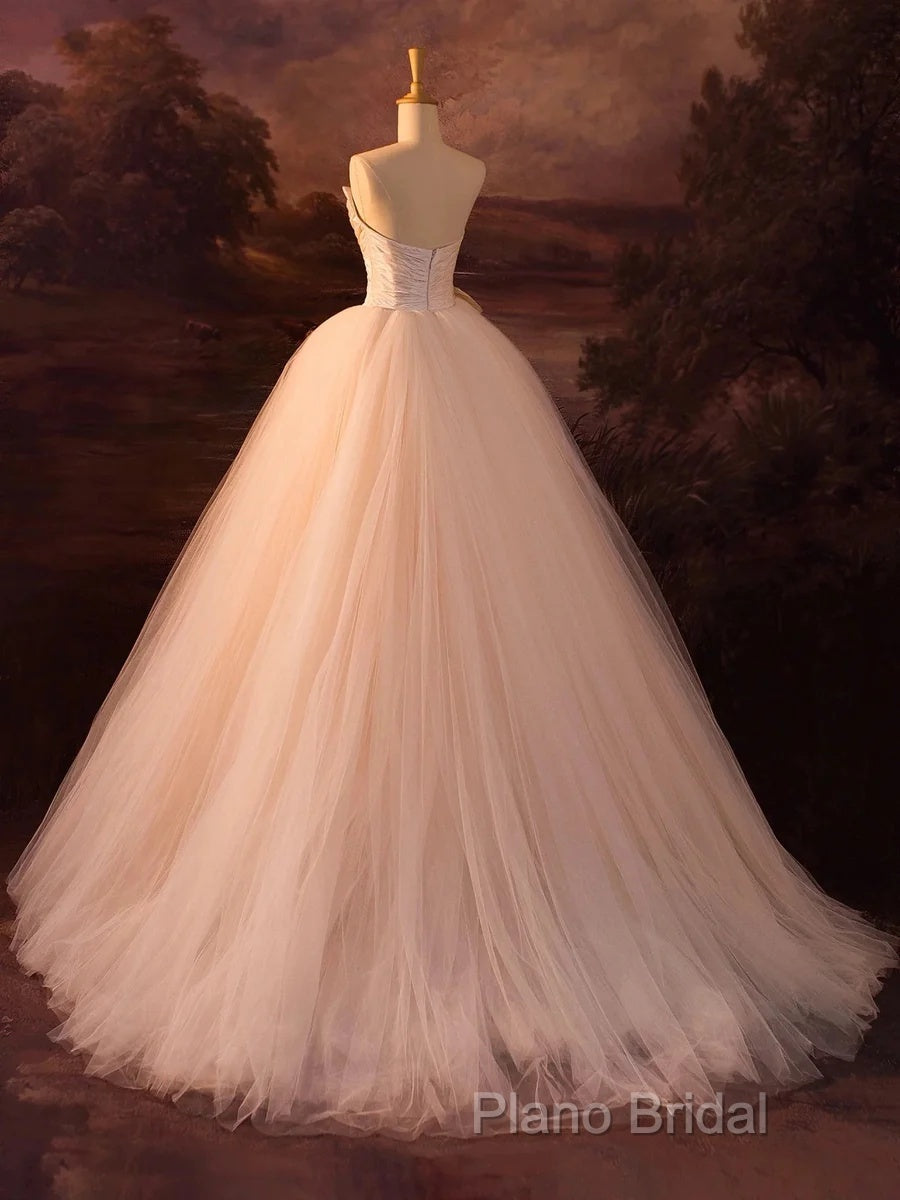 Beautiful A-Line Strapless Tulle Long Formal Prom Dresses Formal Dresses