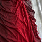 Beautiful A Line Straps Ombre Red Long Chiffon Formal Prom Dresses