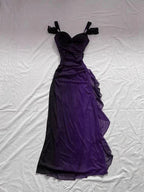 Beautiful A Line Straps Ombre Red Long Chiffon Formal Prom Dresses