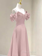 Beautiful A-Line Straps Pink Long Formal Prom Dresses