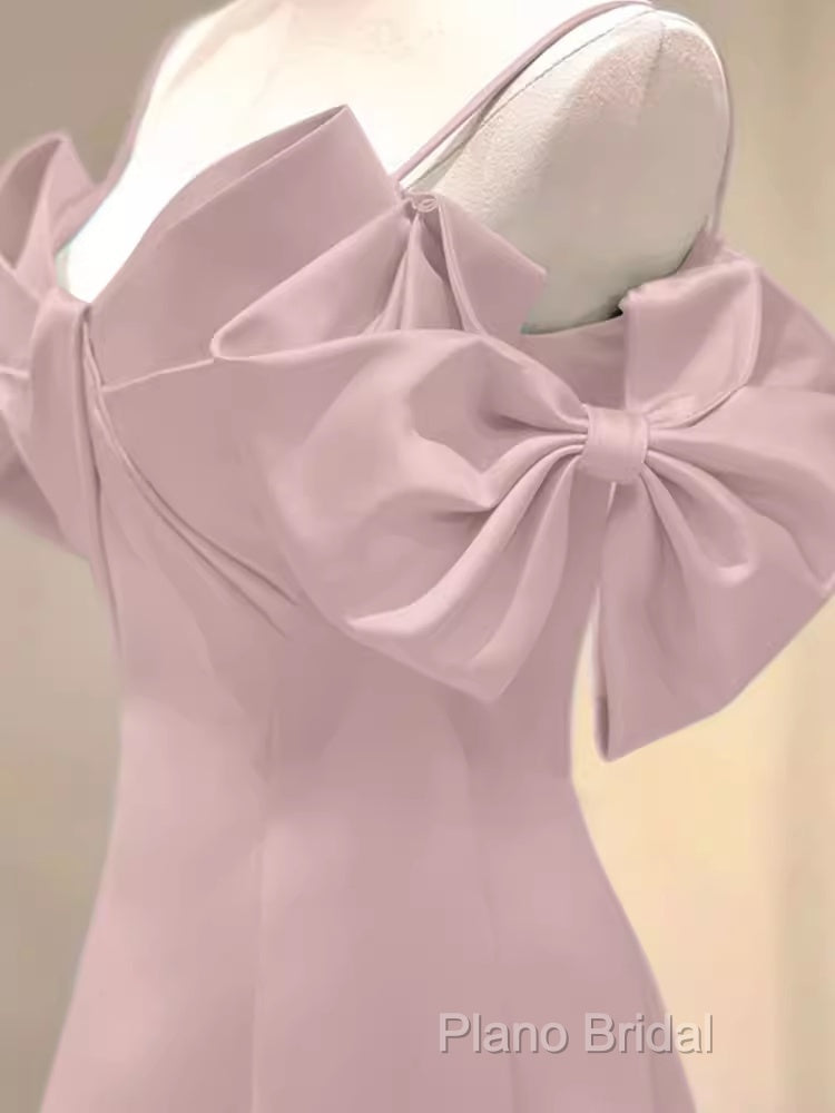 Beautiful A-Line Straps Pink Long Formal Prom Dresses