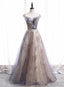 Beautiful A-Line Tulle With Lace Applique Party Dresses, Tulle Long Formal Prom Dresses