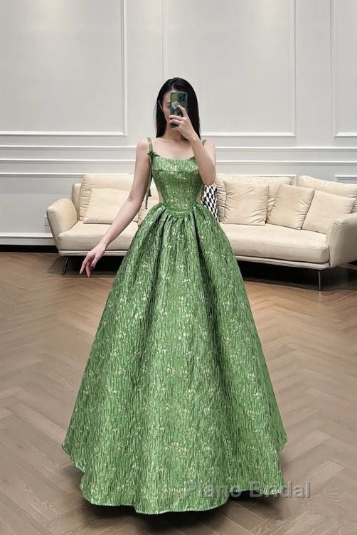 Beautiful Ball Gown Green Lace Formal Prom Gown Long Formal Prom Dresses