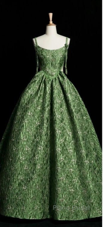 Beautiful Ball Gown Green Lace Formal Prom Gown Long Formal Prom Dresses