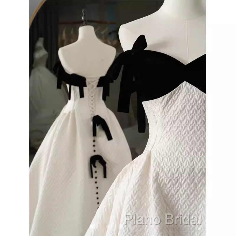 Beautiful Ball Gown Straps White Lace Long Formal Prom Dresses