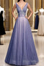 Beautiful Beaded V-Neckline Long Floor Length, A-Line Formal Gown