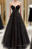 Beautiful Black Tulle Applique Formal Prom Dresses Elegant Formal Dresses Party Dresses