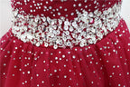 Beautiful Burgundy Long Tulle Off Shoulder Formal Prom Dresses , Junior Formal Prom Dresses