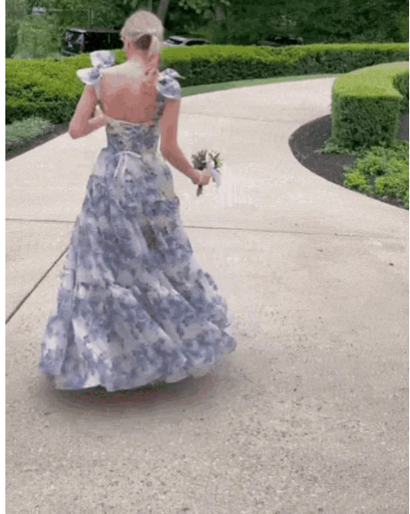 Beautiful Floral Print Chiffon Long Formal Prom Dresses Formal Evening Dresses