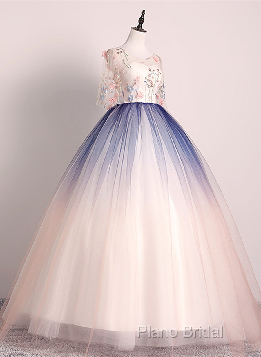 Beautiful Gradient Ball Gown Long Party Dresses, Gradient Formal Dresses Secondary image