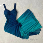 Beautiful Gradient Blue Glitter Chiffon Sweetheart Neck Formal Prom Dresses Birthday Dresses