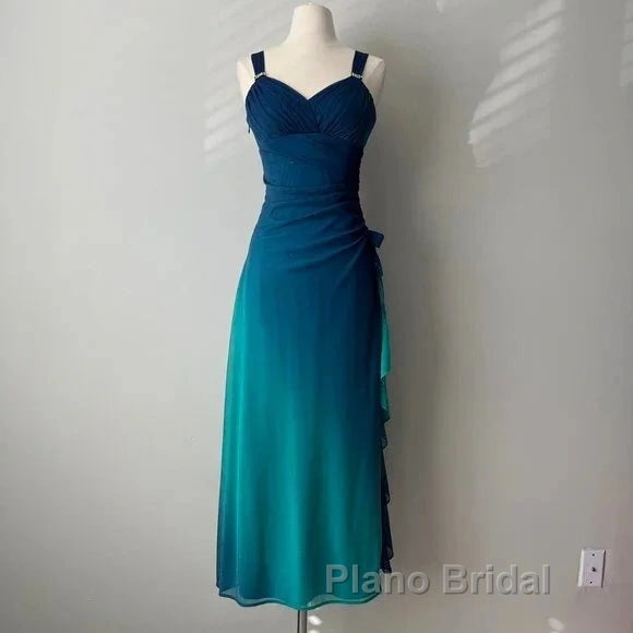 Beautiful Gradient Blue Glitter Chiffon Sweetheart Neck Formal Prom Dresses Birthday Dresses