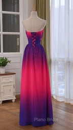 Beautiful Gradient Chiffon Sweetheart Beaded Formal Prom Dresses A-line Gradient Party Dresses Formal Prom Dresses shops