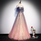 Beautiful Gradient Pink Sweetheart Floor Length Party Dresses, A-Line Gradient Long Formal Prom Dresses