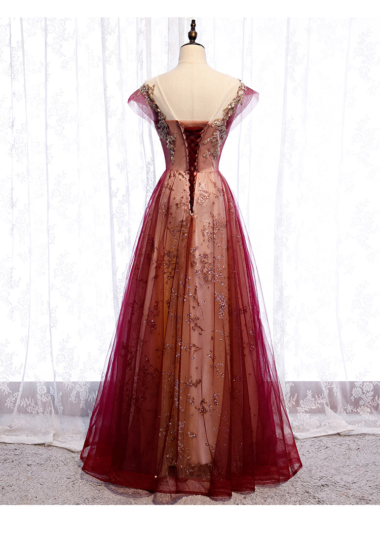 Beautiful Gradient Tulle Sweetheart A-Line Formal Prom Dresses, Charming Formal Gown
