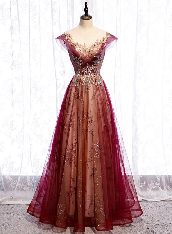 Beautiful Gradient Tulle Sweetheart A-Line Formal Prom Dresses, Charming Formal Gown Main image
