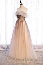 Beautiful Gradient Tulle With Straps Sweetheart Party Dresses, A-Line Tulle Evening Dresses Formal Prom Dresses