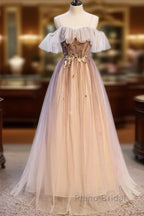 Beautiful Gradient Tulle With Straps Sweetheart Party Dresses, A-Line Tulle Evening Dresses Formal Prom Dresses