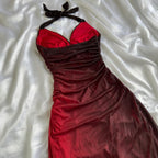 Beautiful Halter Birthday Party Dresses Red Formal Prom Dresses