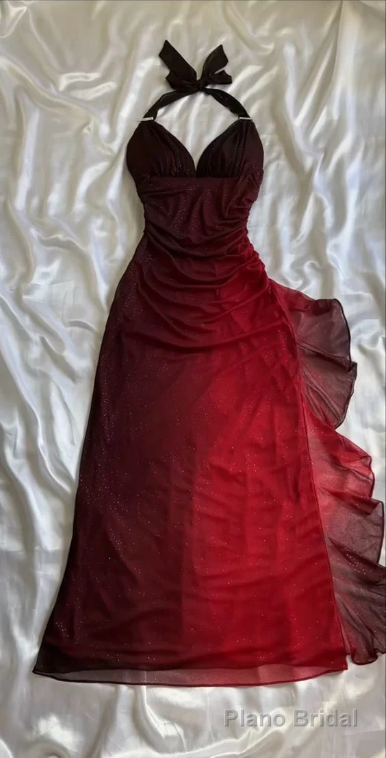 Beautiful Halter Birthday Party Dresses Red Prom Dresses Main image