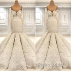Beautiful Ivory Mermaid Sweetheart Lace Bridal Gowns for Wedding