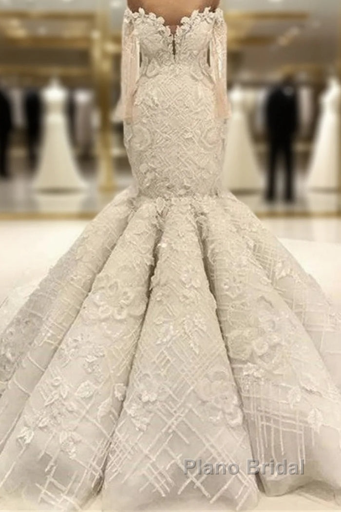 Beautiful Ivory Mermaid Sweetheart Lace Bridal Gowns for Wedding Main image