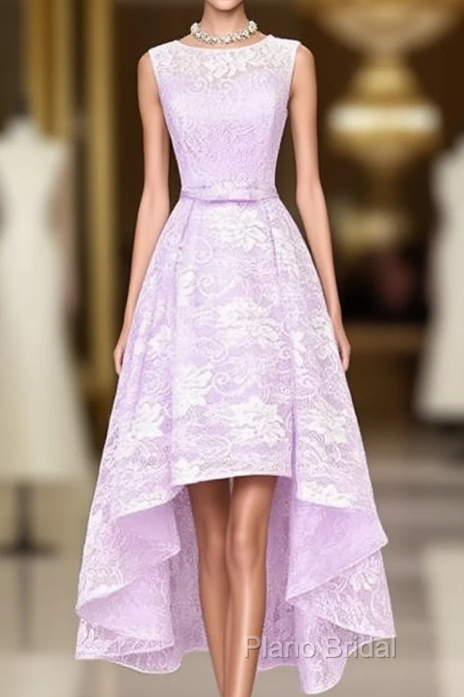 Beautiful Lavender Lace High Low Dresses , Short Formal Dresses Homecoming Dresses Main image