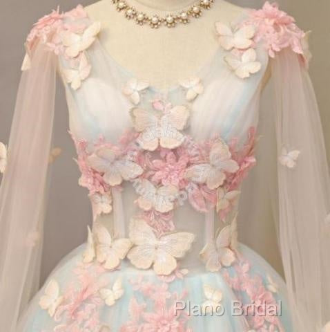 Beautiful Light Blue Long Formal Dresses Party Dresses, Unique Blue Formal Prom Dresses Gown