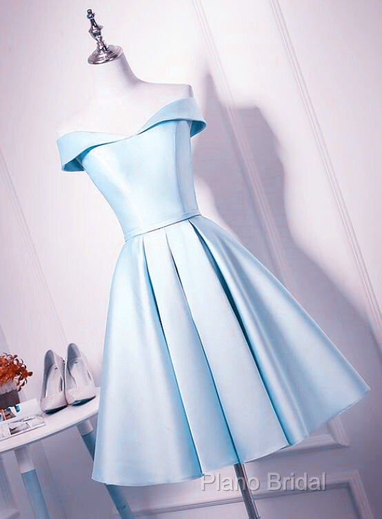 Beautiful Light Blue Satin Sweetheart Homecoming Dresses, Blue Short Formal Prom Dresses Secondary image