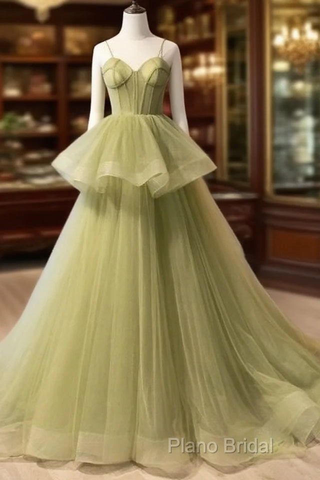Beautiful Light Green Sweetheart Layers Princess Formal Gown, Green Tulle Long Party Dresses Formal Prom Dresses Main image