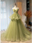 Beautiful Light Green Sweetheart Layers Princess Formal Gown, Green Tulle Long Party Dresses