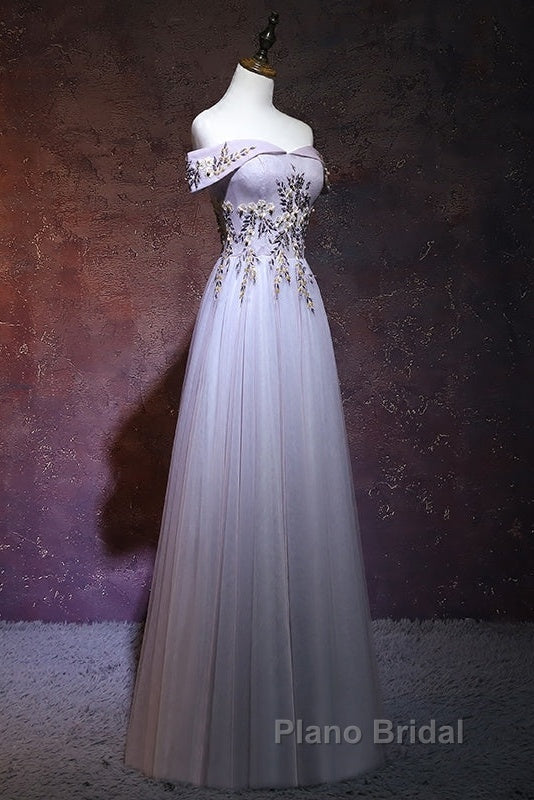 Beautiful Light Grey Long Formal Prom Dresses, Grey Party Dresses Secondary image