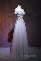 Beautiful Light Grey Long Formal Prom Dresses, Grey Party Dresses