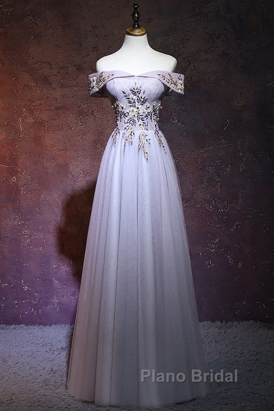 Beautiful Light Grey Long Formal Prom Dresses, Grey Party Dresses