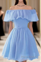 Beautiful Light Off Shoulder Knee Length Bridesmaid Dresses, Party Dresses