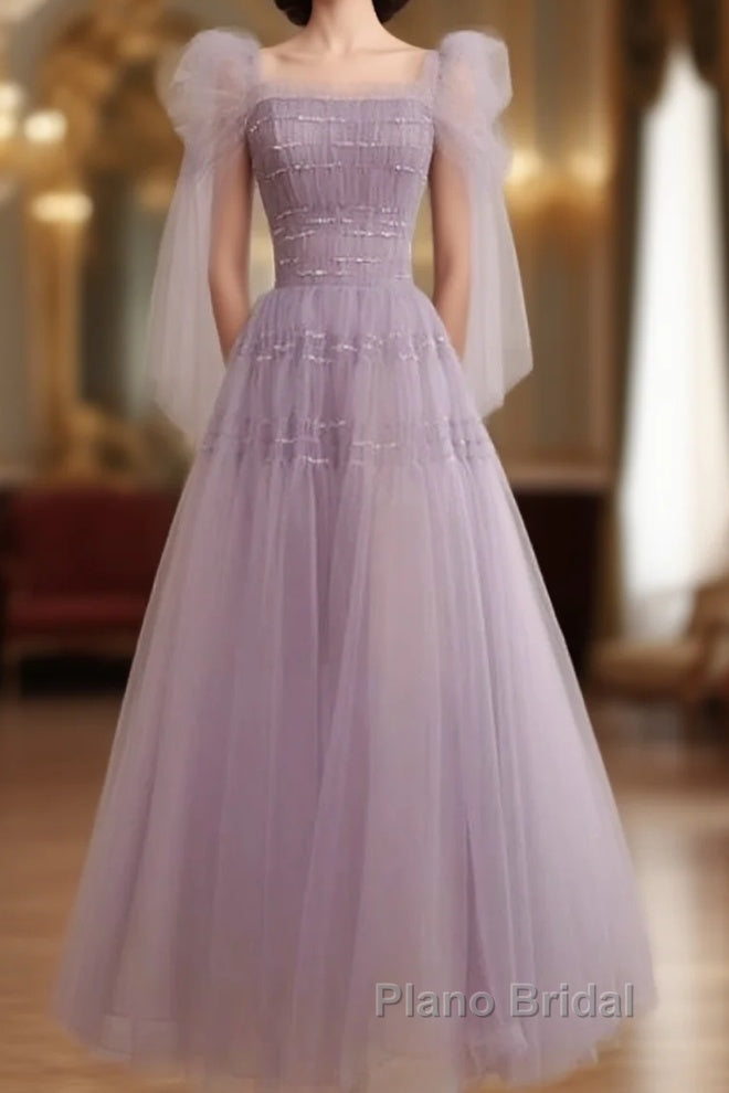 Beautiful Light Purple Tea Length Soft Tulle Party Dresses, Cute Short Homecoming Dresses Formal Dresses Main image