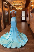 Beautiful Long Sleeveless Mermaid Formal Prom Dress With Beading