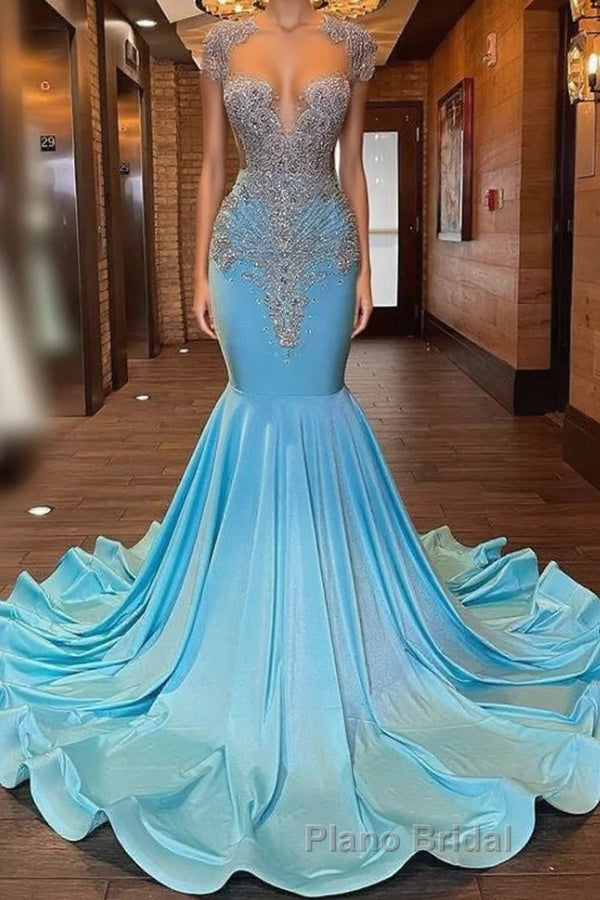 Beautiful Long Sleeveless Mermaid Formal Prom Dress With Beading Main image